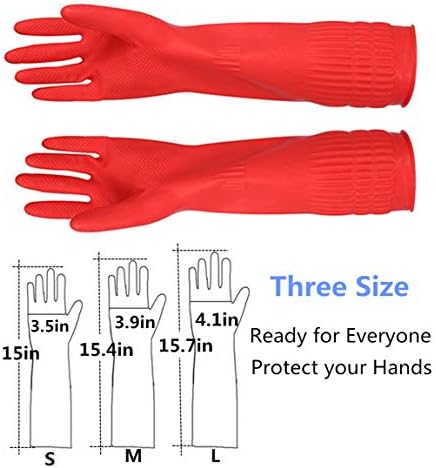 YSLON Rubber Gloves 2-Pairs Cleaning Cloth 2-Pack Waterproof Reusable Medium