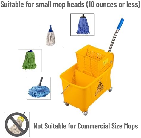Mind Reader Mop Bucket with Wringer - 22 Qt Yellow
