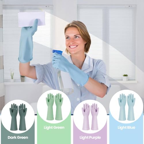Jsocoah 4 Pairs Waterproof Kitchen Dishwashing Gloves
