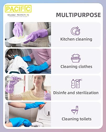PACIFIC PPE 4 Pairs Reusable Dishwashing Gloves