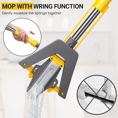 MASTERTOP Self-Squeeze Sponge Mop with 3 PVA Refills