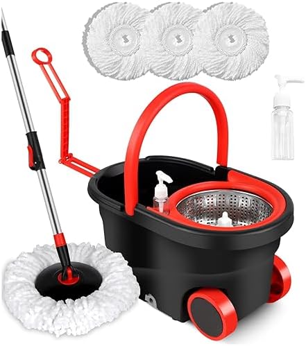 Gzdisbek Spin Mop and Bucket Set with Wringer Black