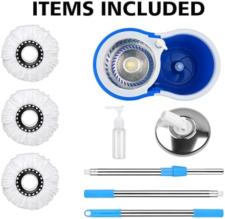 Roixeeds Spin Mop and Bucket Set with Wringer Blue