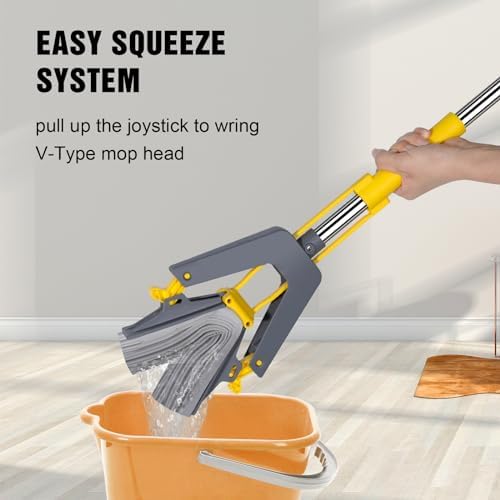 Nolopau Sponge Mop with Self-Squeeze Handle