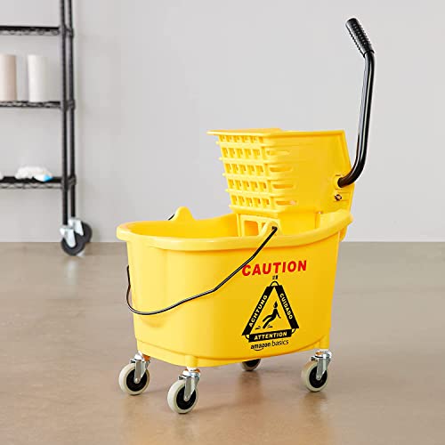 Amazon Basics 35 Quart Mop Bucket with Side Press Wringer Yellow