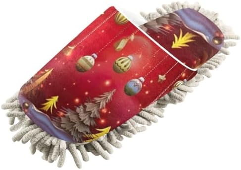 FLildon Microfiber Mop Slippers with Christmas Ball Design