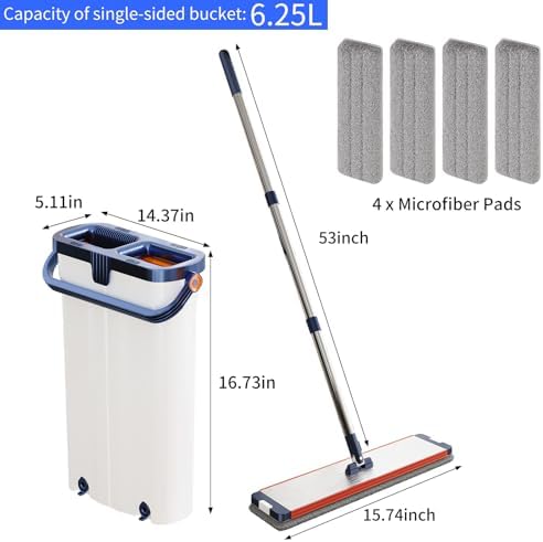 Narrow Mop Bucket with Wringer and Microfiber Pad