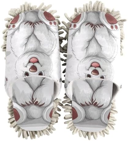 FLildon Microfiber Mop Slippers Happy Polar Bear Washable Dust Cleaner