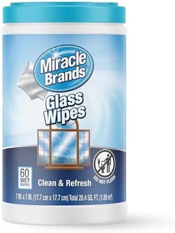 MiracleWipes Glass Cleaner Wipes 60 Count
