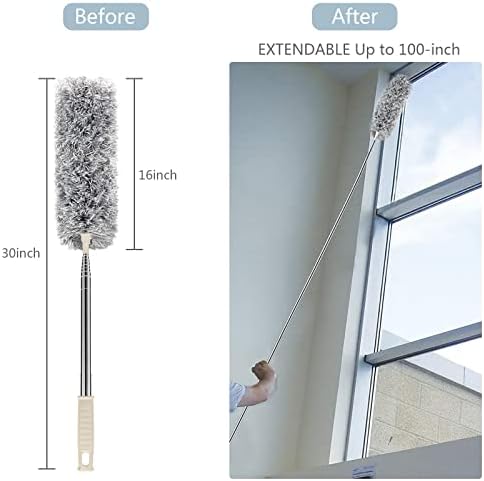 Azun Microfiber Duster with 30-100 Extension Pole and Bendable Head