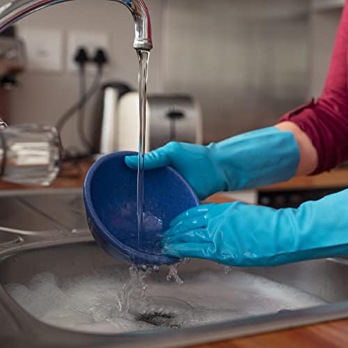 Bamllum Reusable Dishwashing Gloves - 2 Pairs Flexible Non-Slip GreenBlue