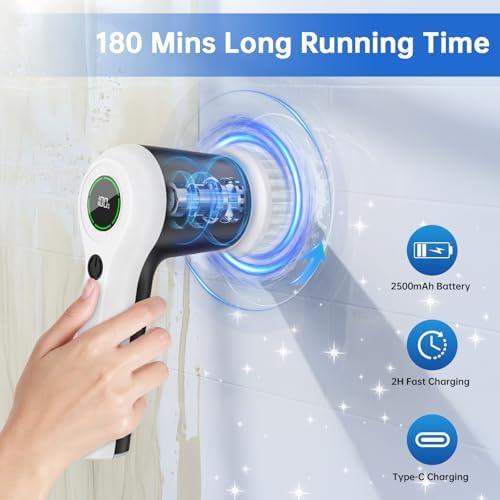PUFTEM Electric Spin Scrubber Cordless with Battery Display
