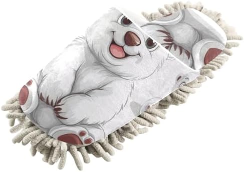 FLildon Microfiber Mop Slippers Happy Polar Bear Washable Dust Cleaner