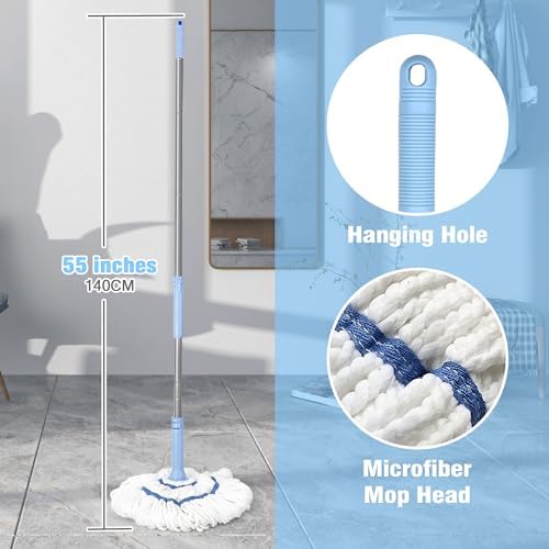NEWE Self Wringing Twist Mop - 18 Inch Wide 55 Inch Handle