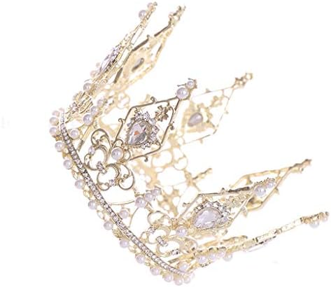 Golden Round Rhinestone Crystal Wedding Crown 1
