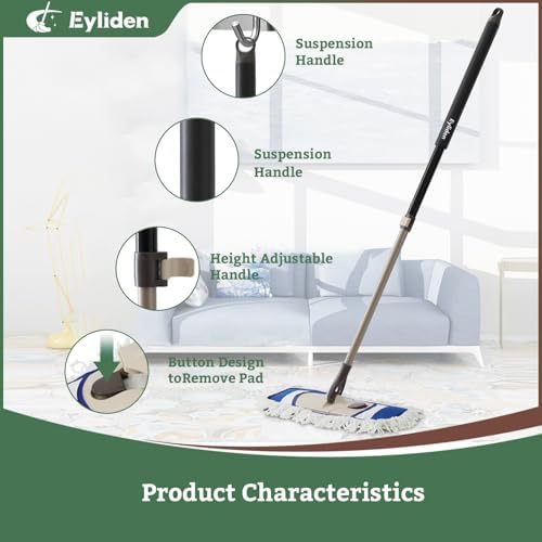 Eyliden Dust Mop with Reusable Pads - Wet Dry Cleaning