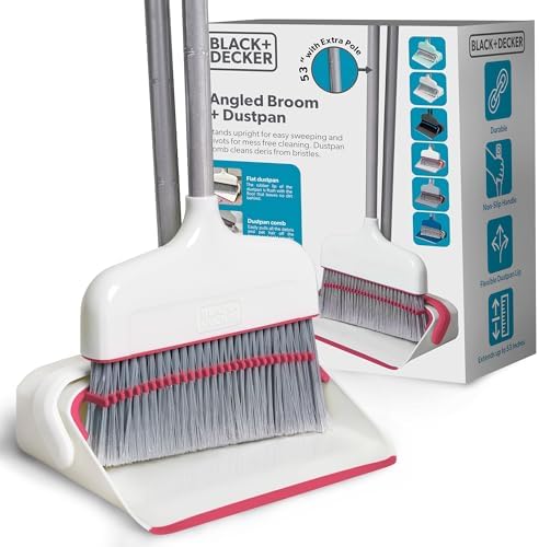 BLACKDECKER Butler Broom Dustpan Set - WhitePink