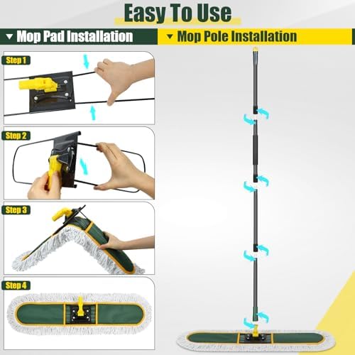 BUVE 24 Inch Commercial Dust Mop with Replacement Pads