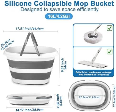 BIDFUL Collapsible Mop Bucket 16L with Handle 1