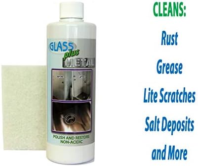 Kaxilu Glass Plus Metal Cleaner 16 oz with Pad