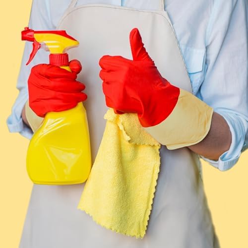 SteadMax Red Cleaning Gloves for Heavy Duty Use