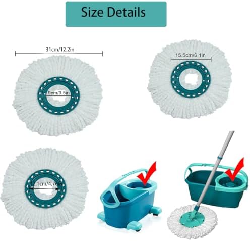 4 Pack Microfiber Spin Mop Heads for Leifheit Twist