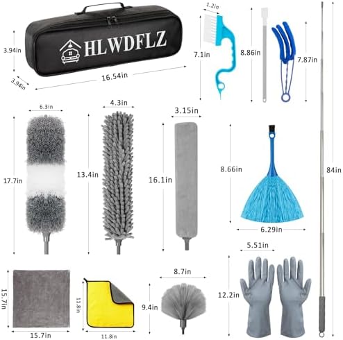 27 Pc Microfiber Duster Kit with 100 In Pole and Wall Cleaner Mop