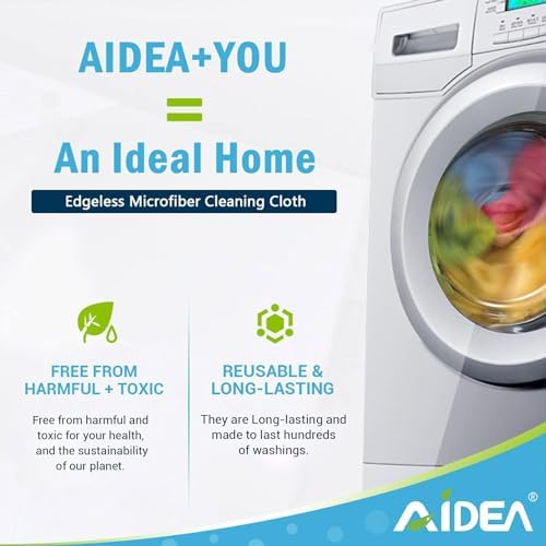 AIDEA Microfiber Cleaning Cloth 100PK - 12x12 Inch Soft Reusable Versatile