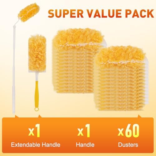 YHOVID Heavy Duty Duster Refills with 360 Feather Duster and 3FT Handle