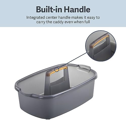 Casabella Plastic Cleaning Storage Caddy with Handle 185 Gallon Gray and Orange