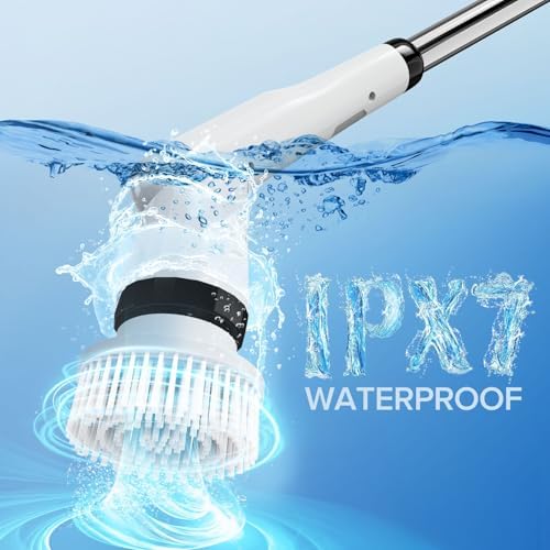Electric Spin Scrubber with 7 Brush Heads and Retractable Handle