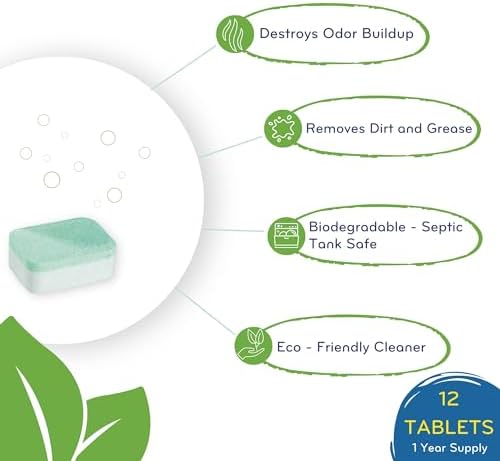 ECO-GALS Dishwasher Cleaner 12 Tablets 12 Month Supply Unscented