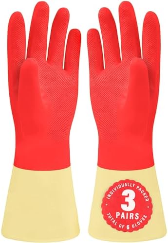 SteadMax Red Cleaning Gloves for Heavy Duty Use
