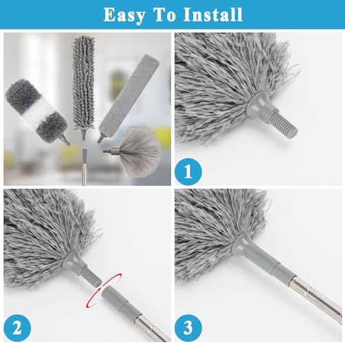 27 Pc Microfiber Duster Kit with 100 In Pole and Wall Cleaner Mop