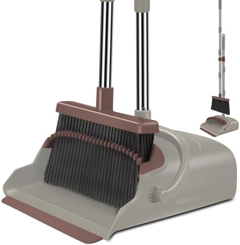 Kelamayi Upgrade Broom and Dustpan Set with Self-Cleaning Teeth