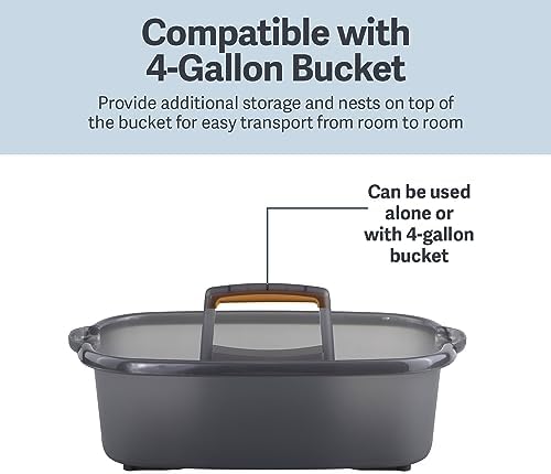 Casabella Plastic Cleaning Storage Caddy with Handle 185 Gallon Gray and Orange
