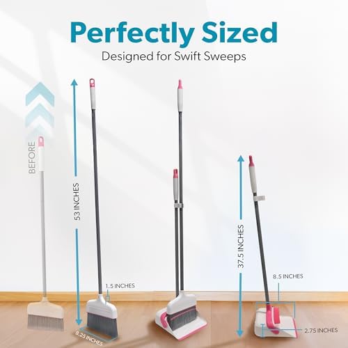 BLACKDECKER Butler Broom Dustpan Set - WhitePink