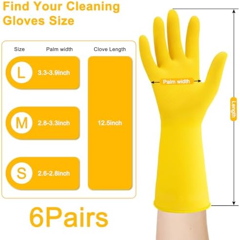 HOFASON 3Pcs 6Pcs Reusable Rubber Cleaning Gloves for Kitchen Dishwashing