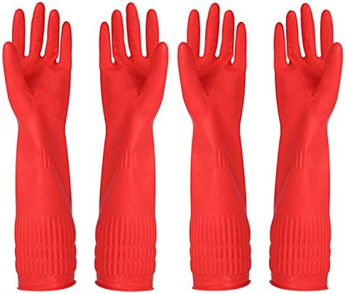 YSLON Rubber Gloves 2-Pairs Cleaning Cloth 2-Pack Waterproof Reusable Medium