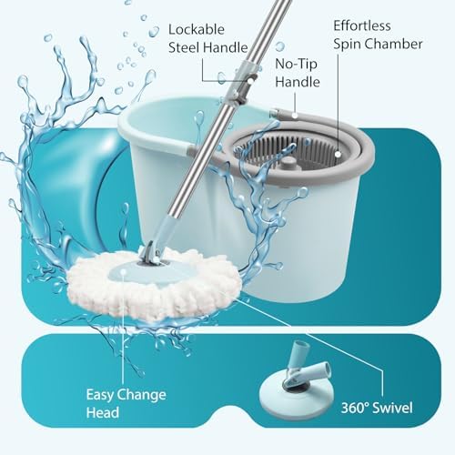 Gzdisbek Spin Mop and Bucket Set with Wringer