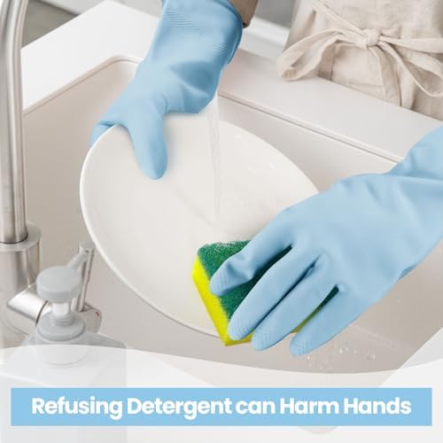 Jsocoah 4 Pairs Waterproof Kitchen Dishwashing Gloves