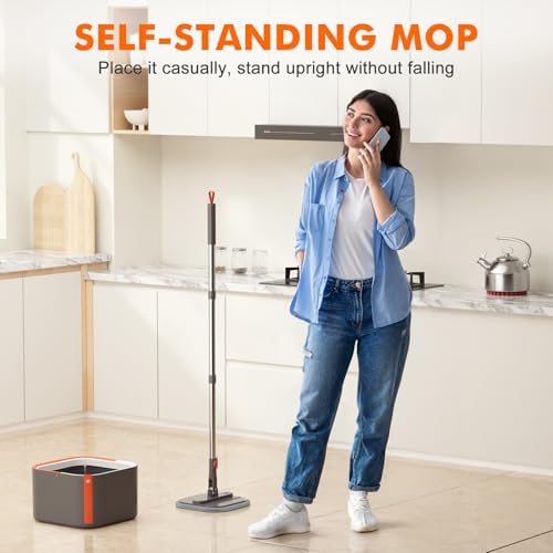 INWEJIA Spin Mop Bucket Set with 90 Foldable and 360 Rotating Head