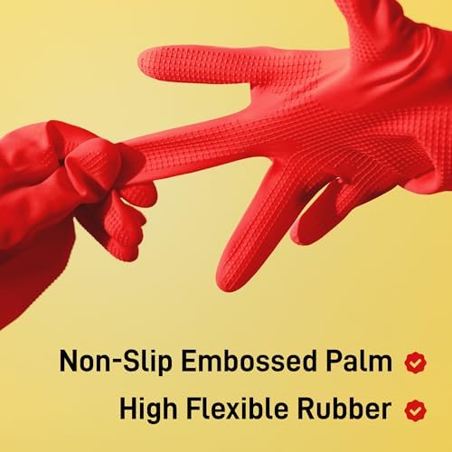 SteadMax Red Cleaning Gloves for Heavy Duty Use