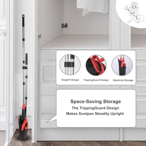 Tiumso Upgrade Broom Dustpan Combo Set - Black Red