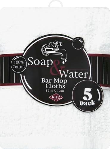 Ritz White Cotton Bar Mop Dish Cloth 5-Pack