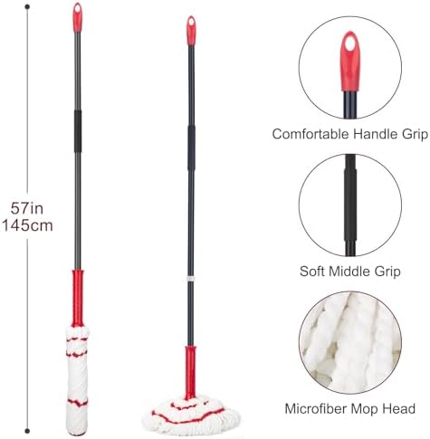KeFanta Self Wringing Mop - 57 Long Handle for Easy Floor Cleaning