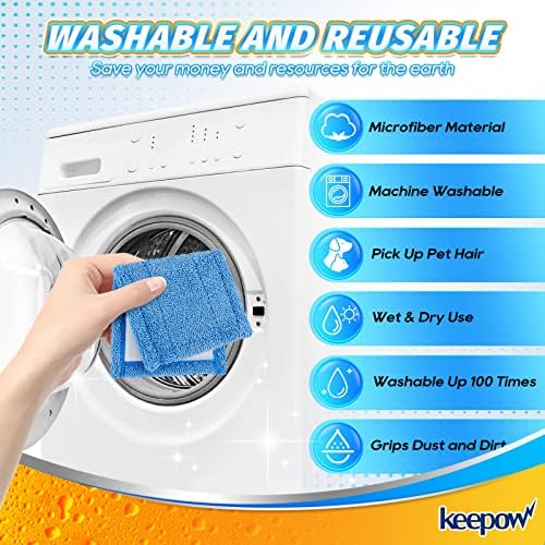 KEEPOW Microfiber Mop Pads 6 Pack Reusable Machine Washable