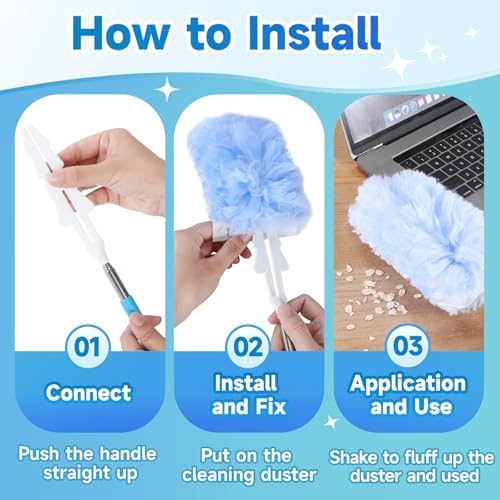 Hakfhsd Duster Refills with 360 Rotation Handle for Swiffer