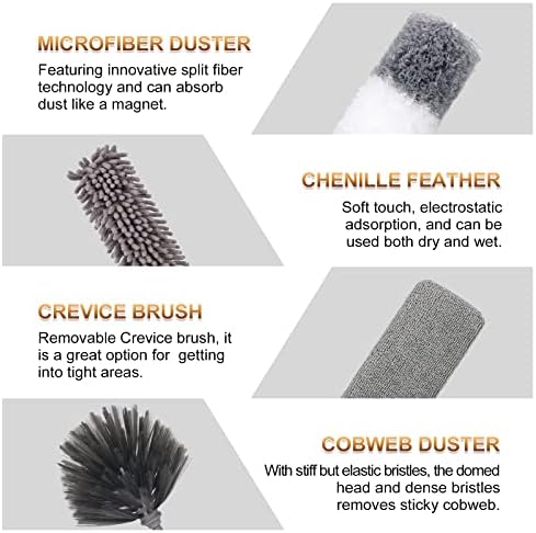 DEEHYO 9PCS Extendable Feather Duster Set for Fans Ceilings Cars Furniture