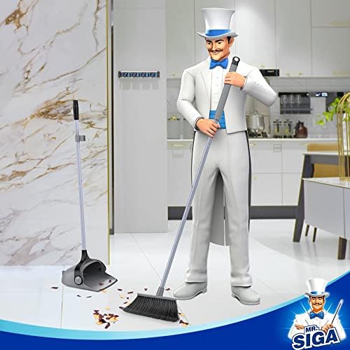 MRSIGA Broom Dustpan Set with Adjustable Handles